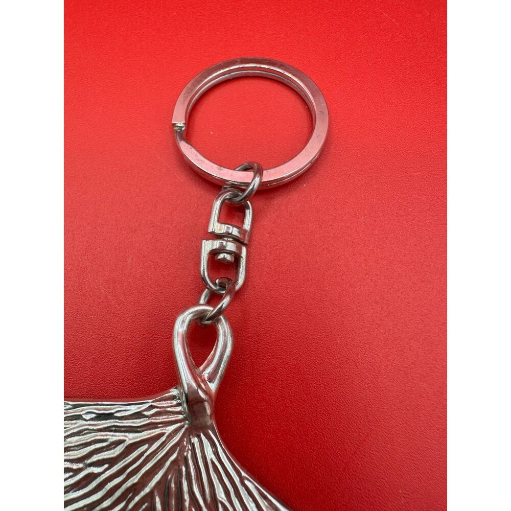 Michael Aram Ginkgo Leaf Symbolic Shiny Cleaned Silvertone Keychain - Picture 6 of 7